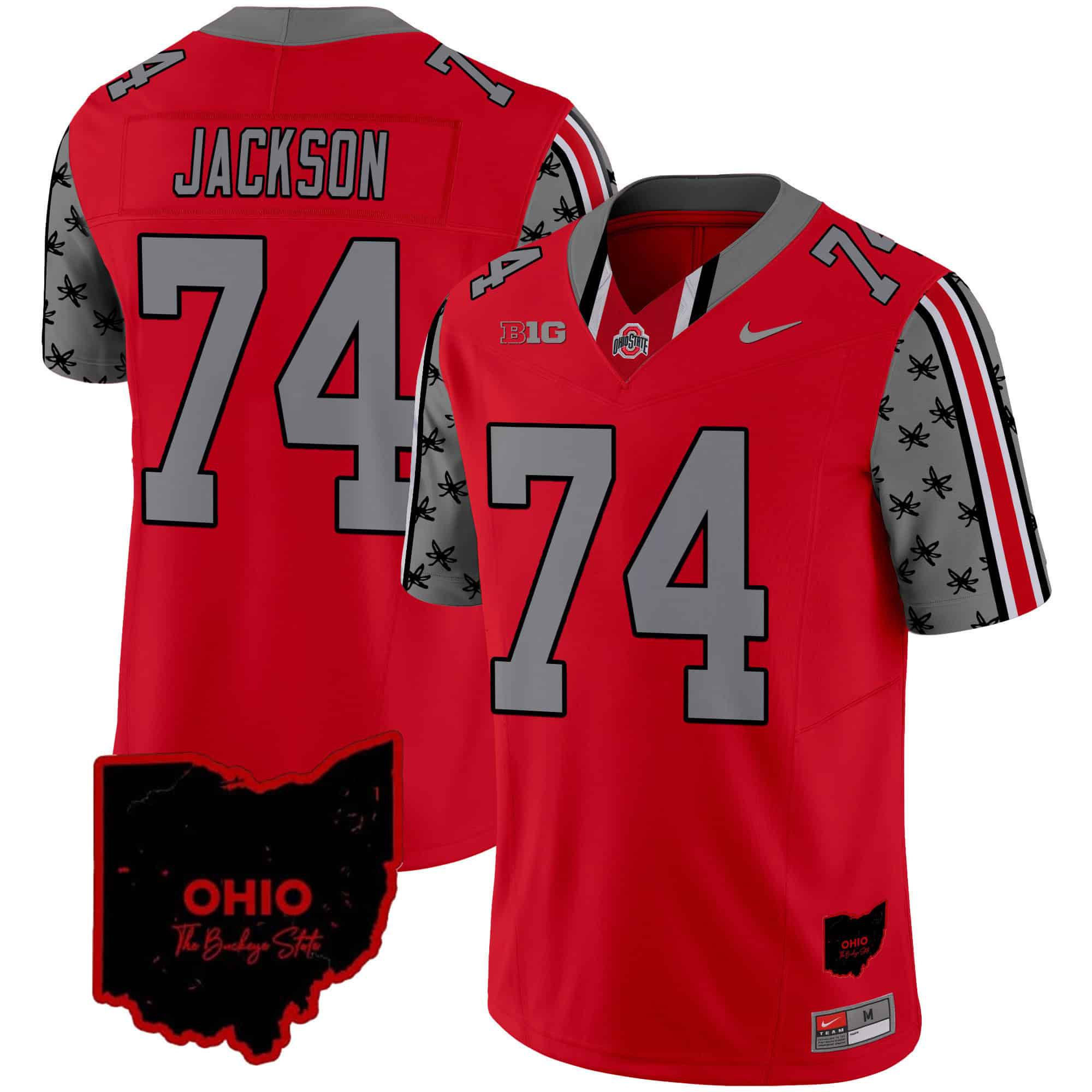 Men Ohio State Buckeyes #74 Jackson Red 2024 Nike Home Patch Vapor Limited NCAA Jersey->indianapolis colts->NFL Jersey